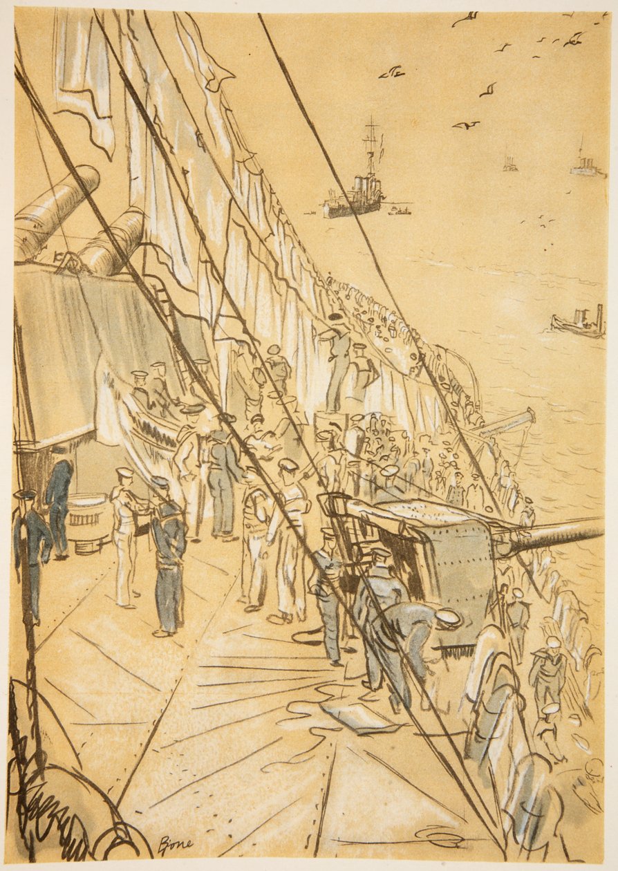 Sur un cuirassé : aération des couvertures, illustration de 