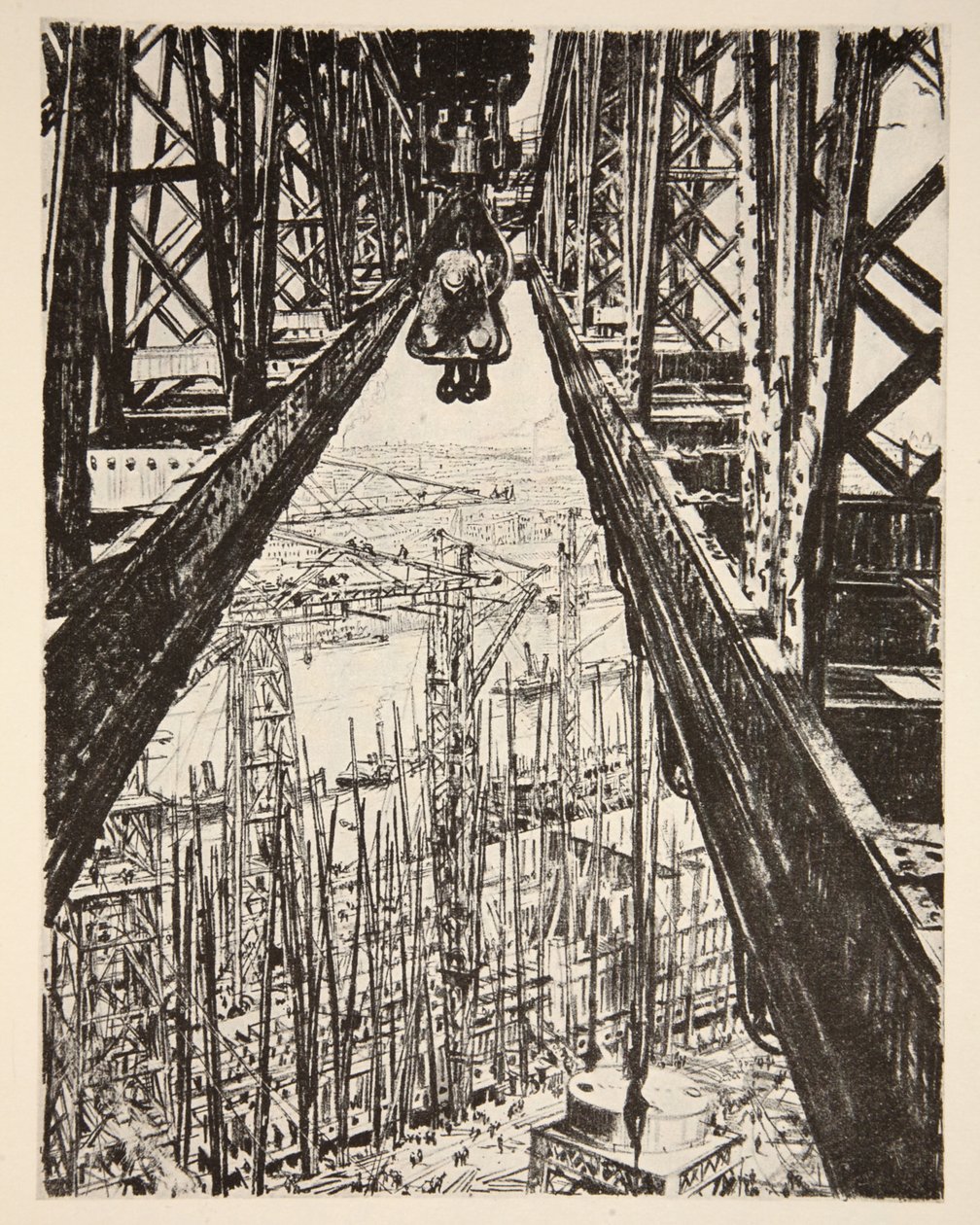 Chantier naval vu de la grande grue, illustration de 