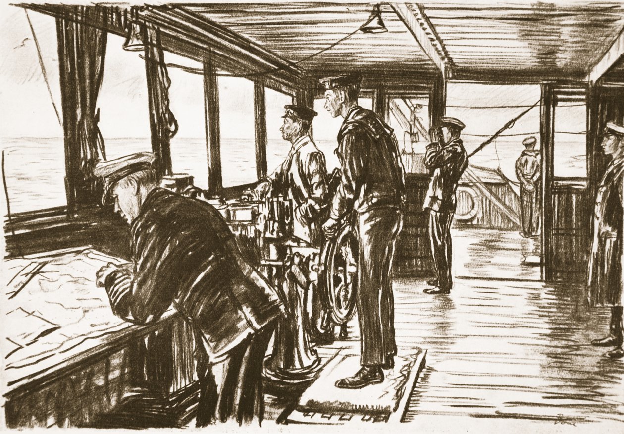 Le Pont d'un Navire Marchand en Mer, illustration de 'The Western Front ...
