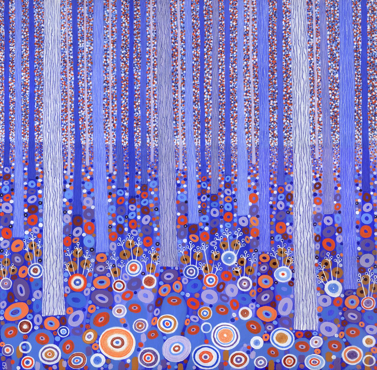 Forêt bleu-orange, 2015 (acrylique sur toile) - David Newton