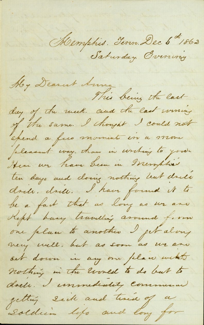 Lettre de D. P. Grier, Memphis, Tenn., à Anna McKinney, 6 décembre 1862 - David Perkins Grier