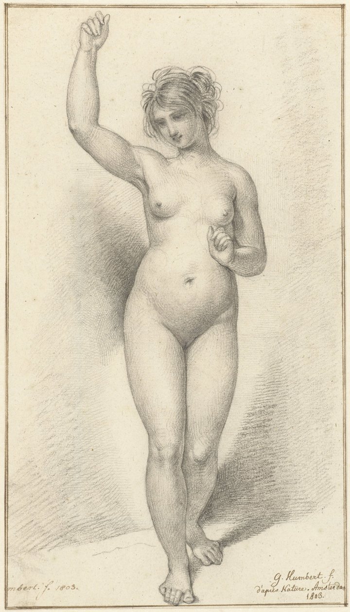 Femme nue debout, bras droit levé - David Pièrre Giottino Humbert de Superville