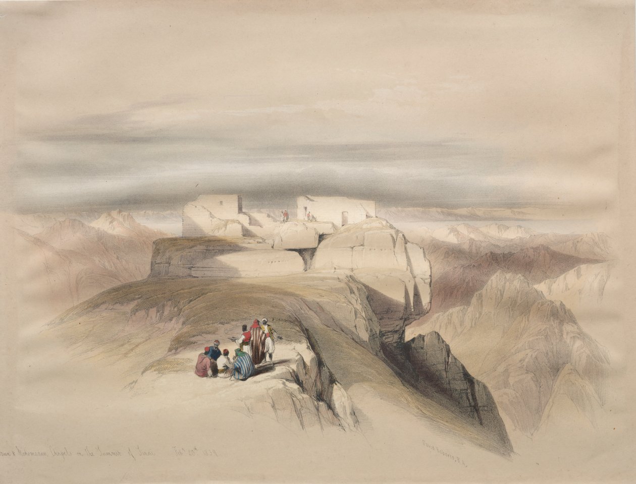 Chapelles chrétienne et mahométane au sommet du Sinaï - David Roberts