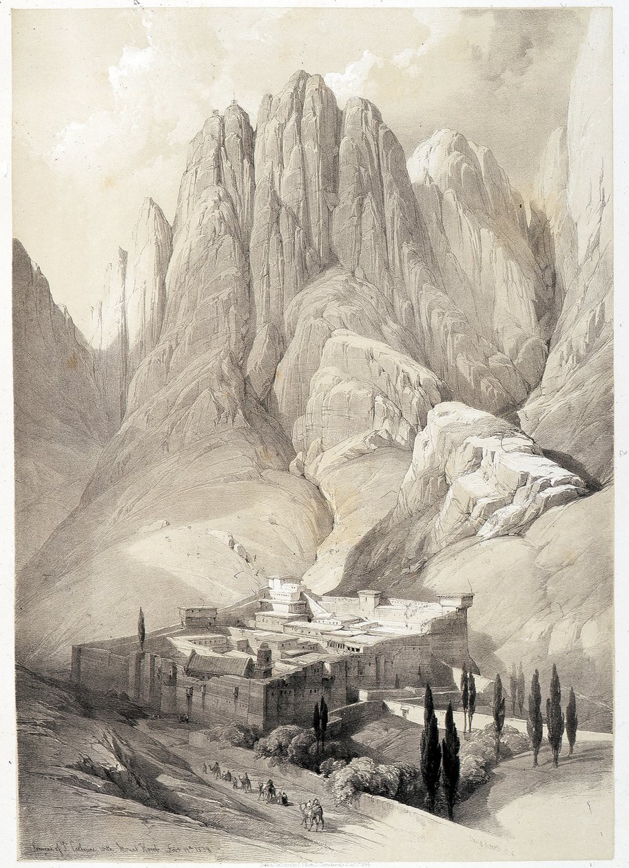 Couvent de Sainte Catherine, dessin réalisé le 19/02/1839 dans « La Terre Sainte », Londres 1849. - David Roberts