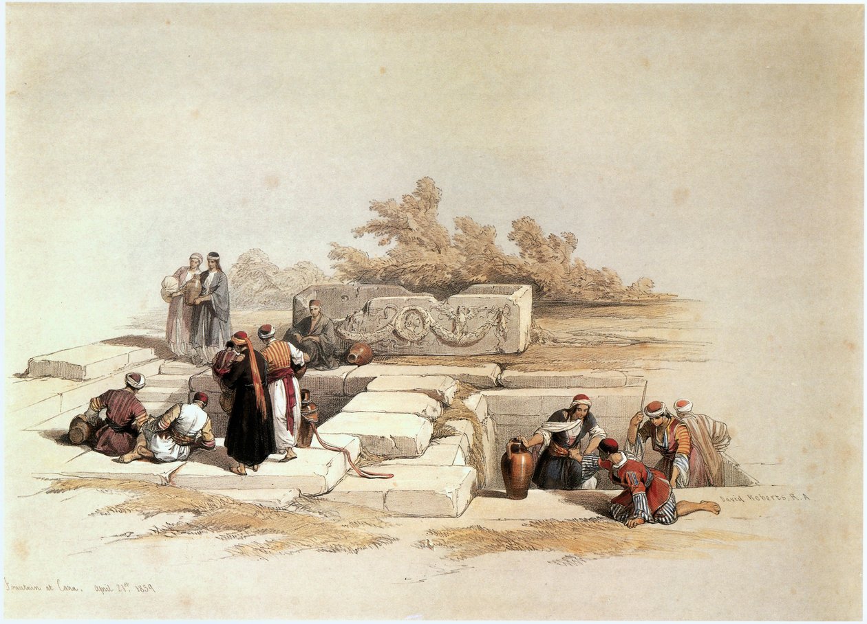 Fontaine de Canaa, vallée de Jesreel (gravure) - David Roberts