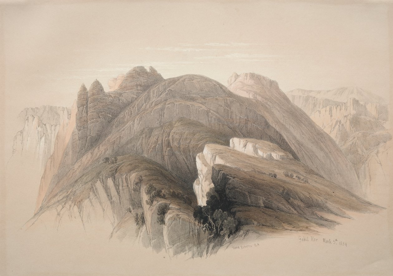 Gebil Hor. Mont Hor, depuis les falaises entourant Pétra - David Roberts