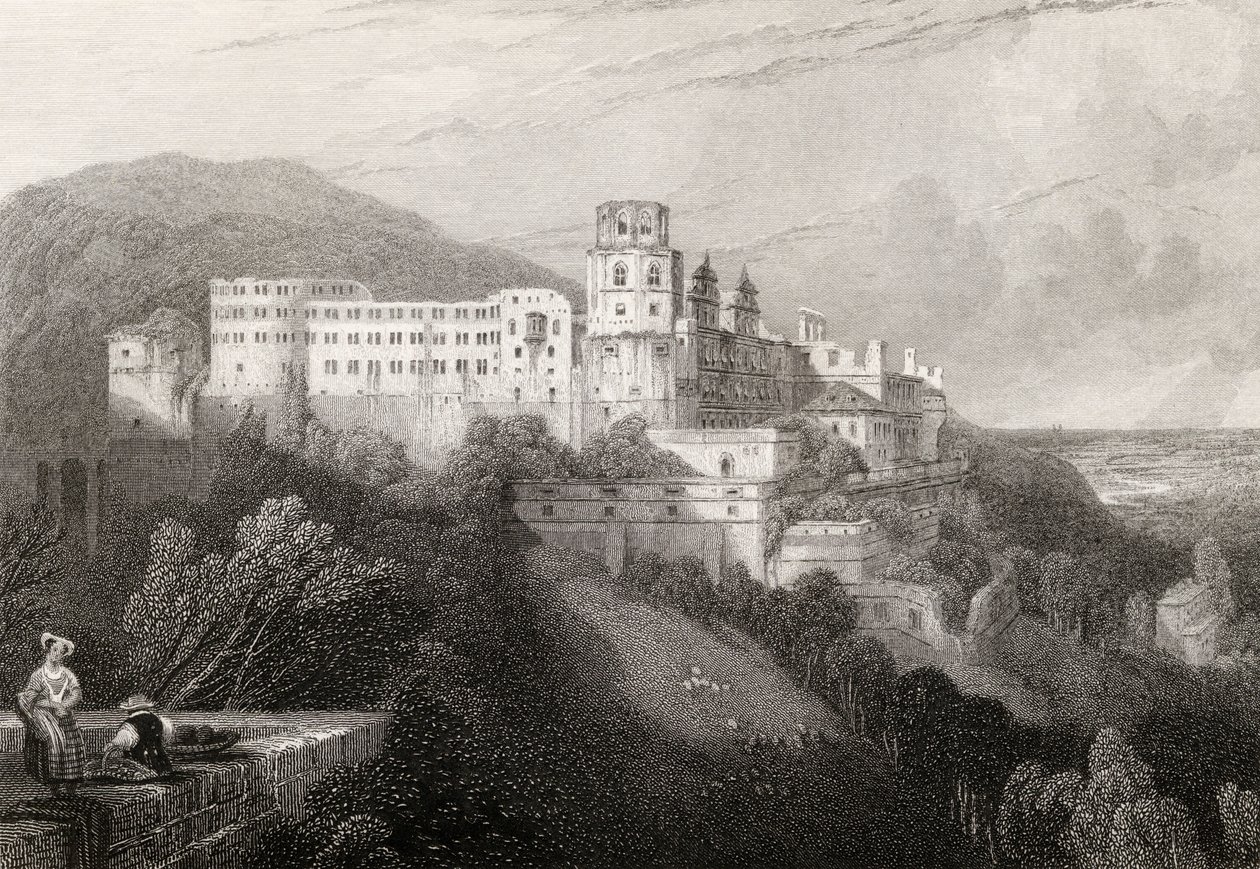 Château de Heidelberg, gravé par J.T.Willmore dans 