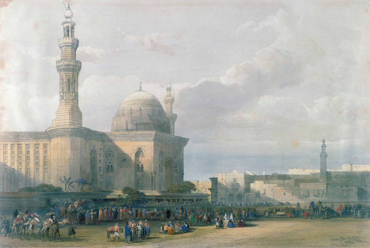 Mosquée du Sultan Hasan depuis la grande place de Rumeyleh, Le Caire, d