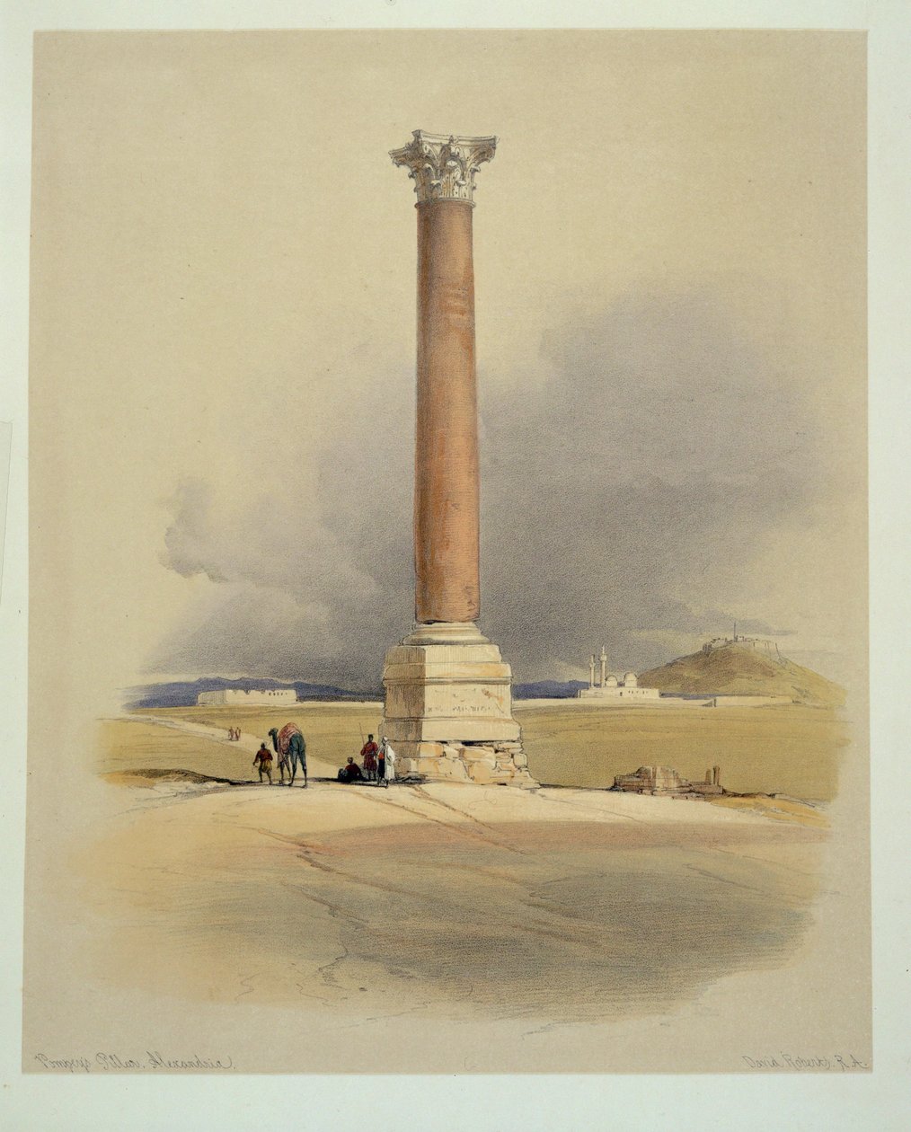 Colonne de Pompée à Alexandrie (aquarelle) - David Roberts