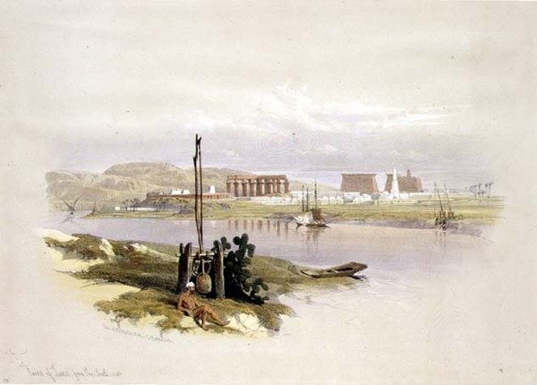 Ruines de Louxor depuis le sud-ouest, de 
