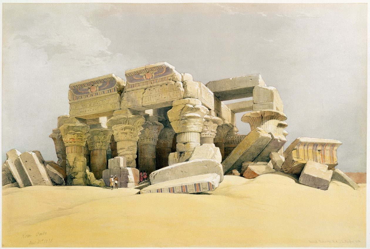 Ruines du temple de Kom Ombo, Égypte, vers 1845 - David Roberts