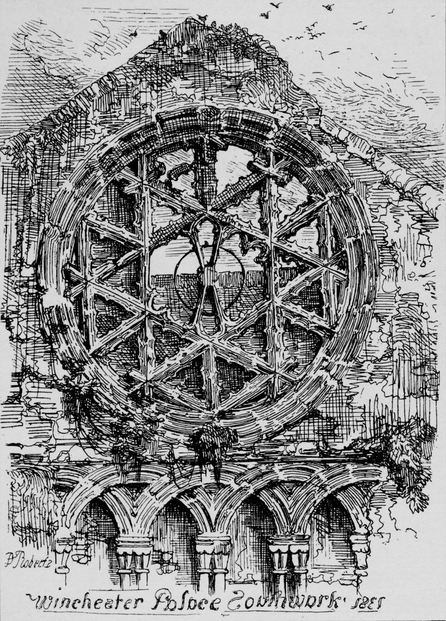 La fenêtre circulaire de la salle de Winchester House, Palais de Winchester, Southwark, 1835, 1912 - David Roberts