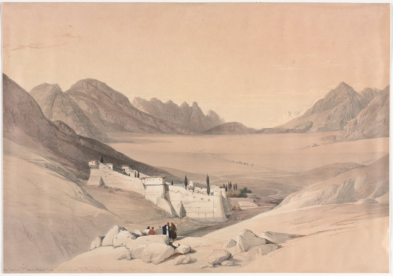 Le Couvent de Sainte-Catherine, Mont Sinaï, vue vers la plaine du campement, 1839 - David Roberts