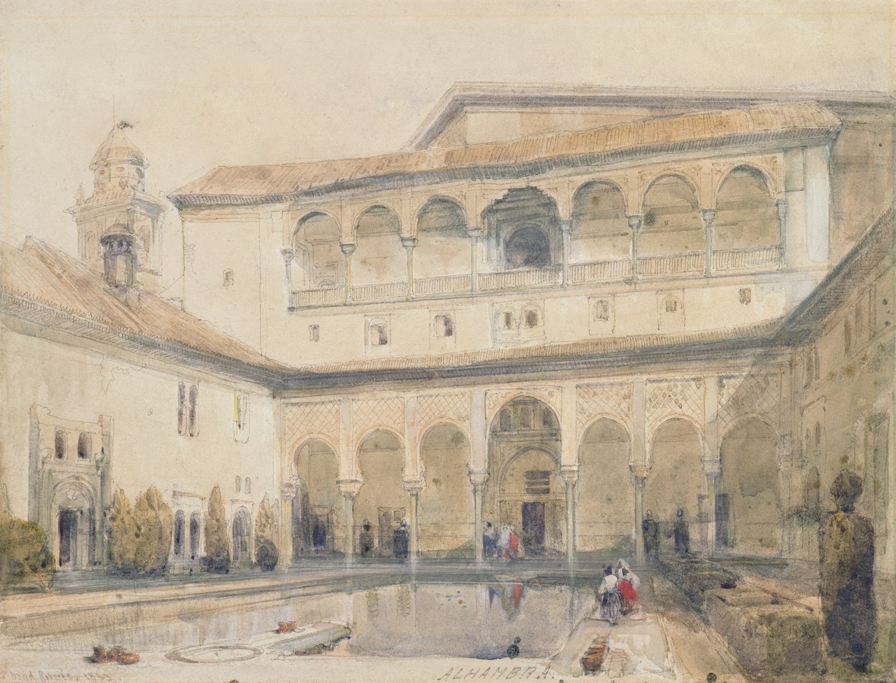 La Cour des Myrtes, Alhambra (ou Salle des Myrtes, Alhambra) 1833 - David Roberts