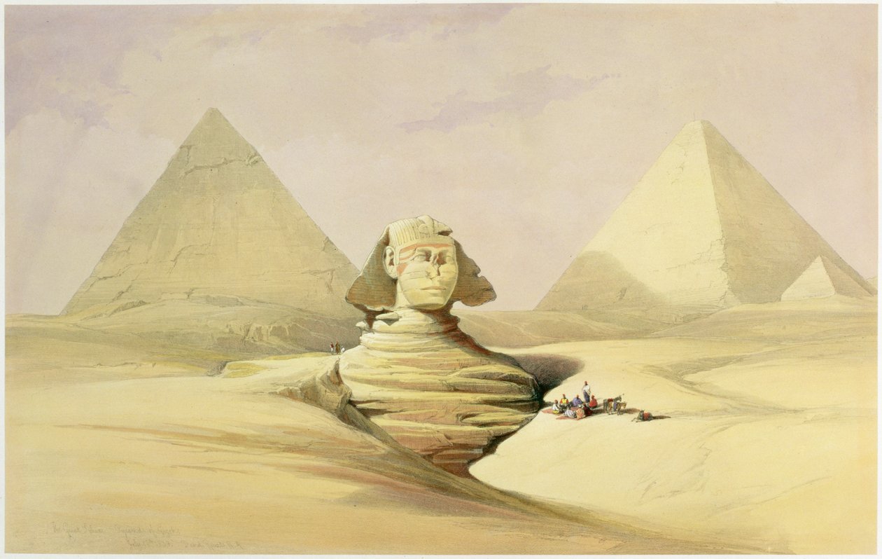 Le Grand Sphinx et les Pyramides de Gizeh, Égypte, vers 1845 - David Roberts