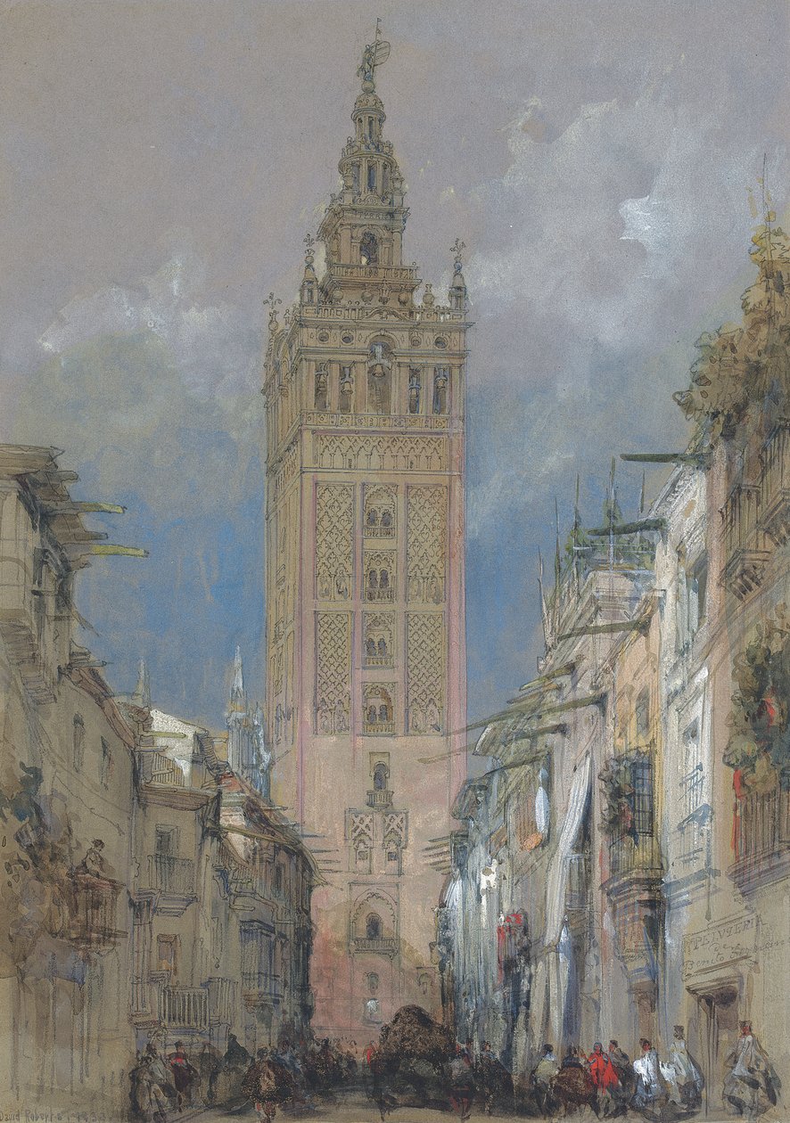 La tour mauresque de Séville, appelée la Giralda, Espagne - David Roberts
