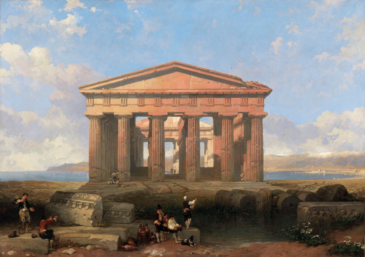 Le temple de Neptune à Paestum - David Roberts