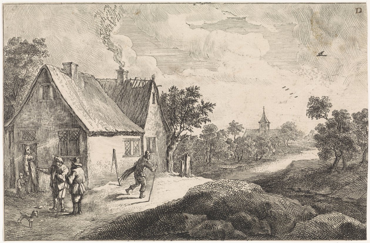 Hameau de paysans avec figures - David Teniers (II)