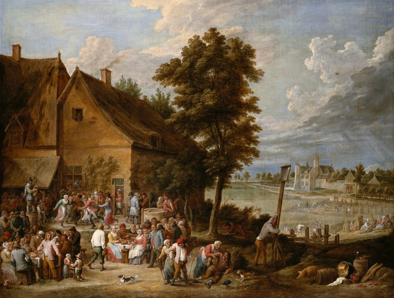 Un festin au moment des récoltes, avec la maison de Drij Toren à l