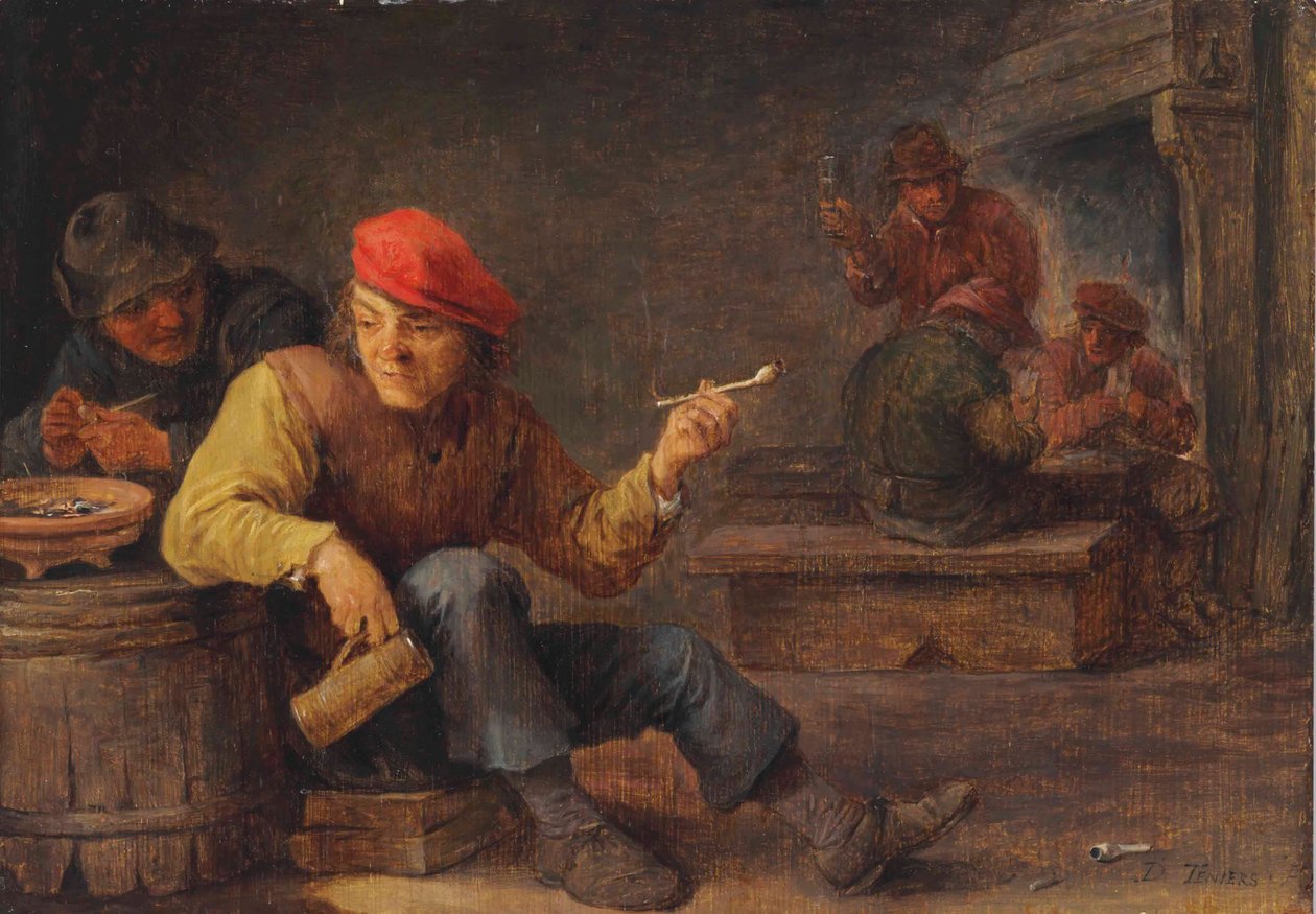Boors buvant et fumant dans une auberge - David Teniers the Younger