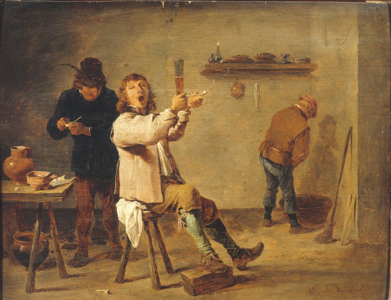 Français :  La Chanson à boire Paysans buvant dans une taverne - David Teniers the Younger