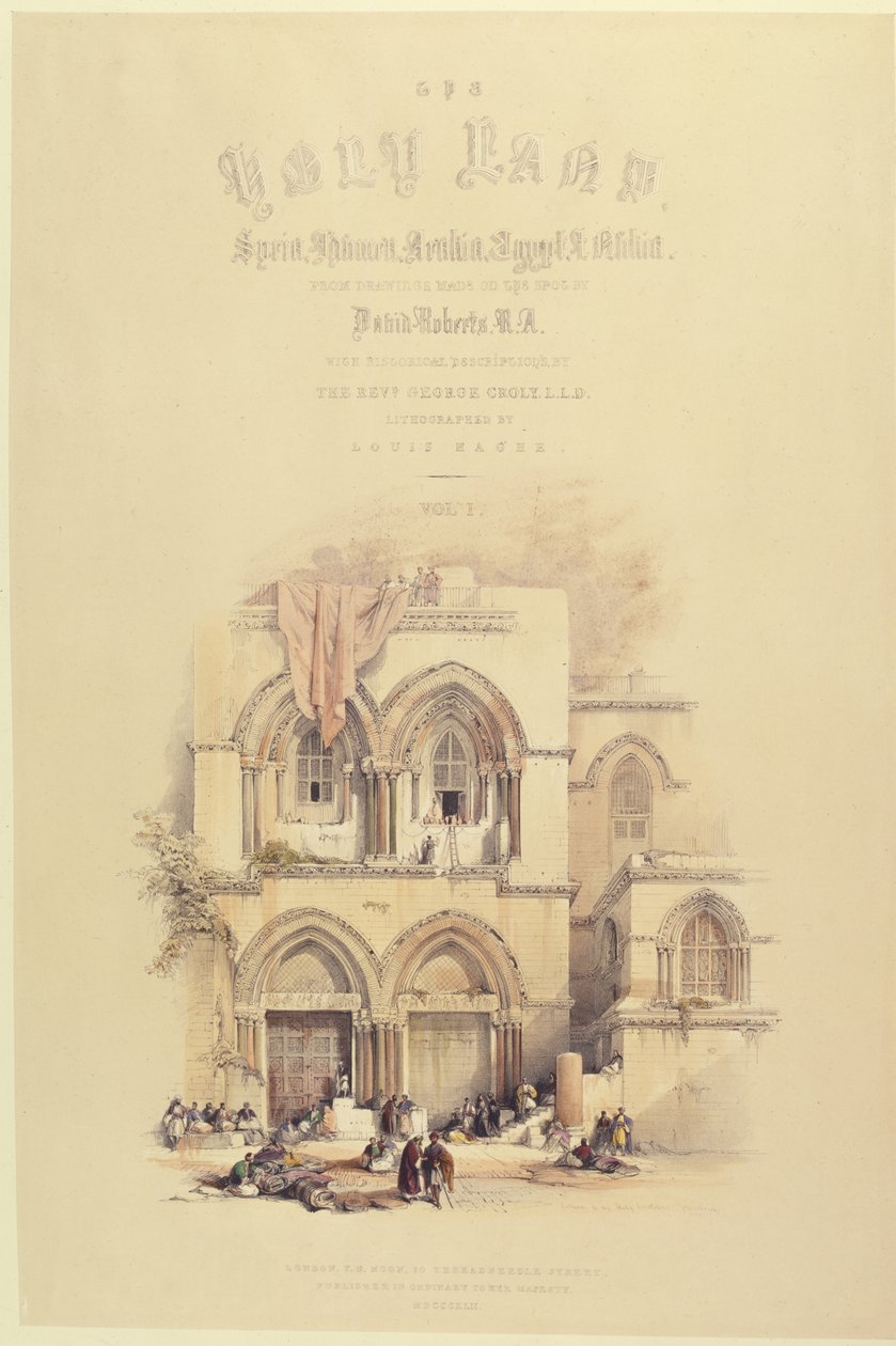 Page de titre du volume I de La Terre Sainte, gravée par Louis Haghe (1806-85) publiée à Londres, 1842 - David after Roberts