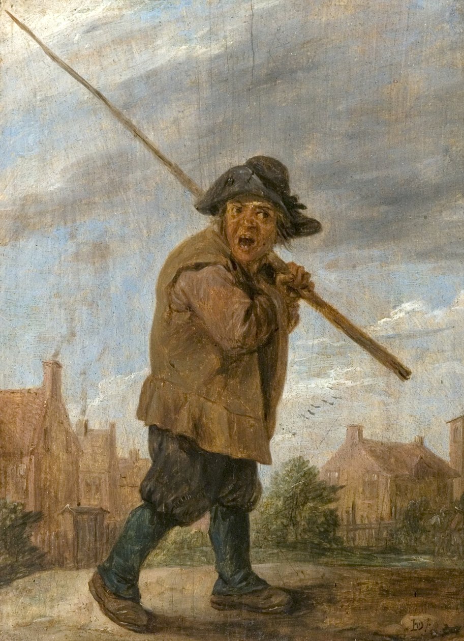 Un paysan portant un poteau - David Teniers the Younger