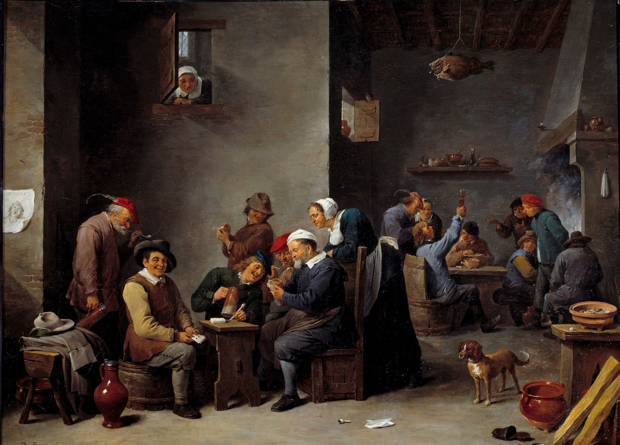 Intérieur de cabaret. Le jeu de cartes - David Teniers the Younger