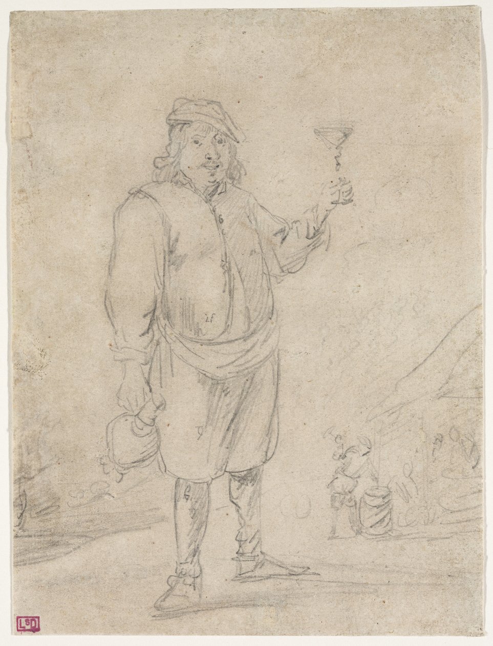 Paysanne levant un verre de vin, vers 1644 - David Teniers the Younger