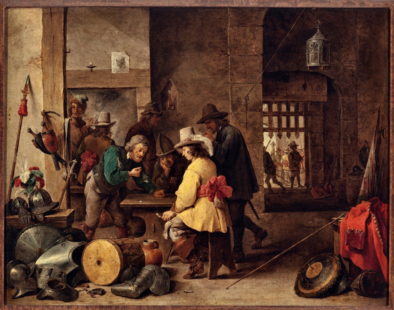 La maison de garde, soldats jouant et pariant - David Teniers the Younger