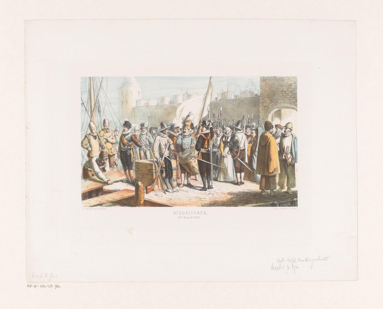 Citoyens et archers devant un château - David van der Kellen