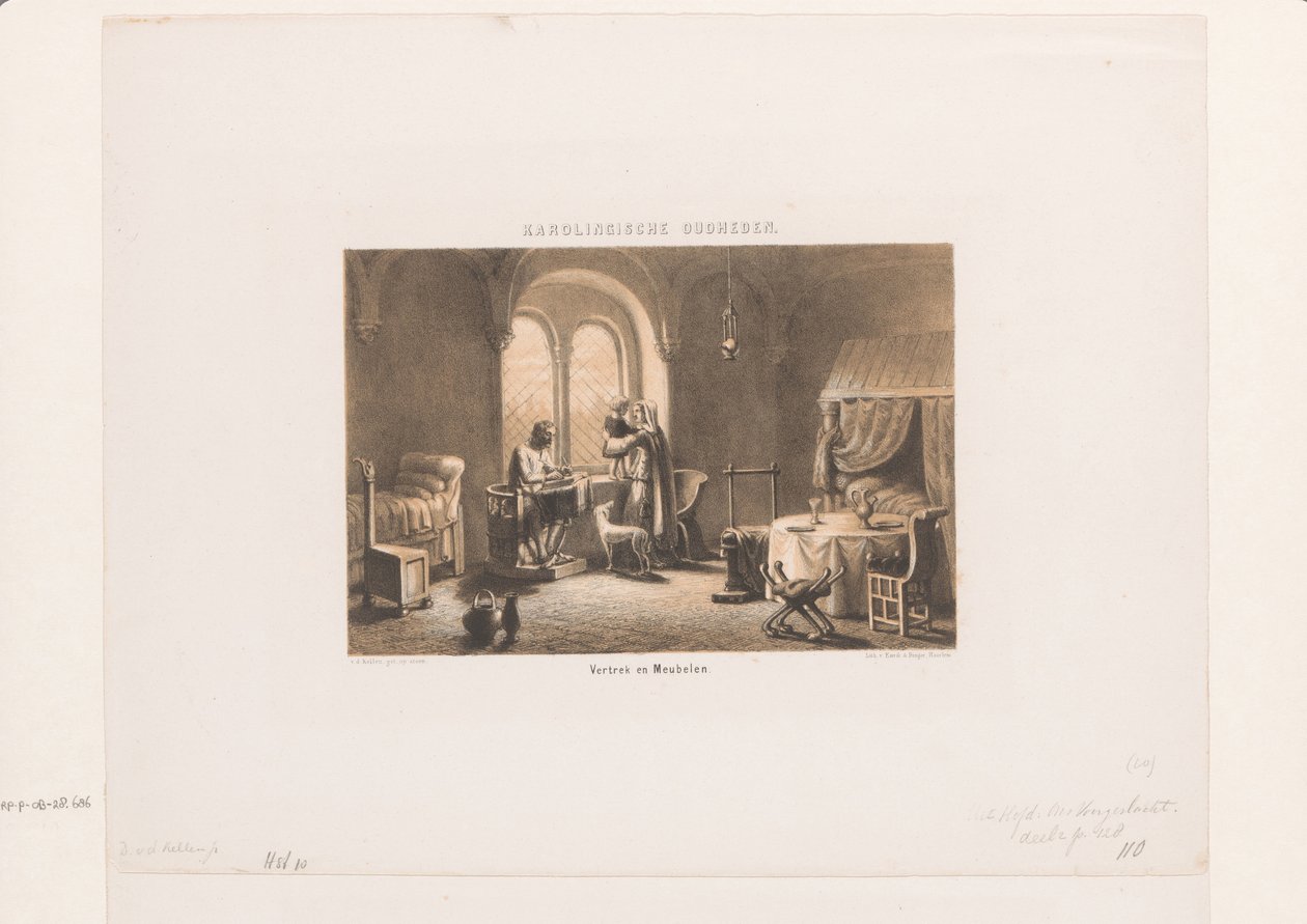 Intérieur carolingien (Karolingische Oudheden; Vertrek en meubelen) - David van der Kellen