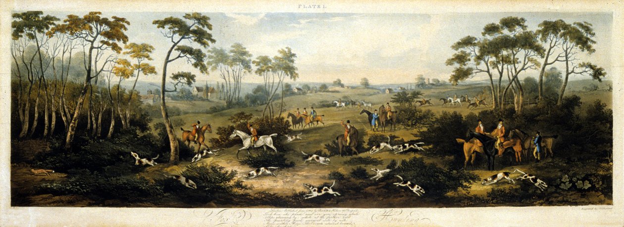 Chasse à courre, planche 1, gravée par Thomas Sutherland (1785-1838) 1817 - Dean Snr. (after) Wolstenholme