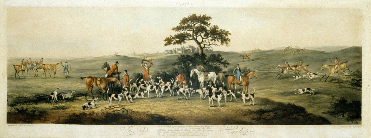 Chasse au renard, planche 3, gravé par Thomas Sutherland (1785-1838) 1817 - Dean Snr. (after) Wolstenholme