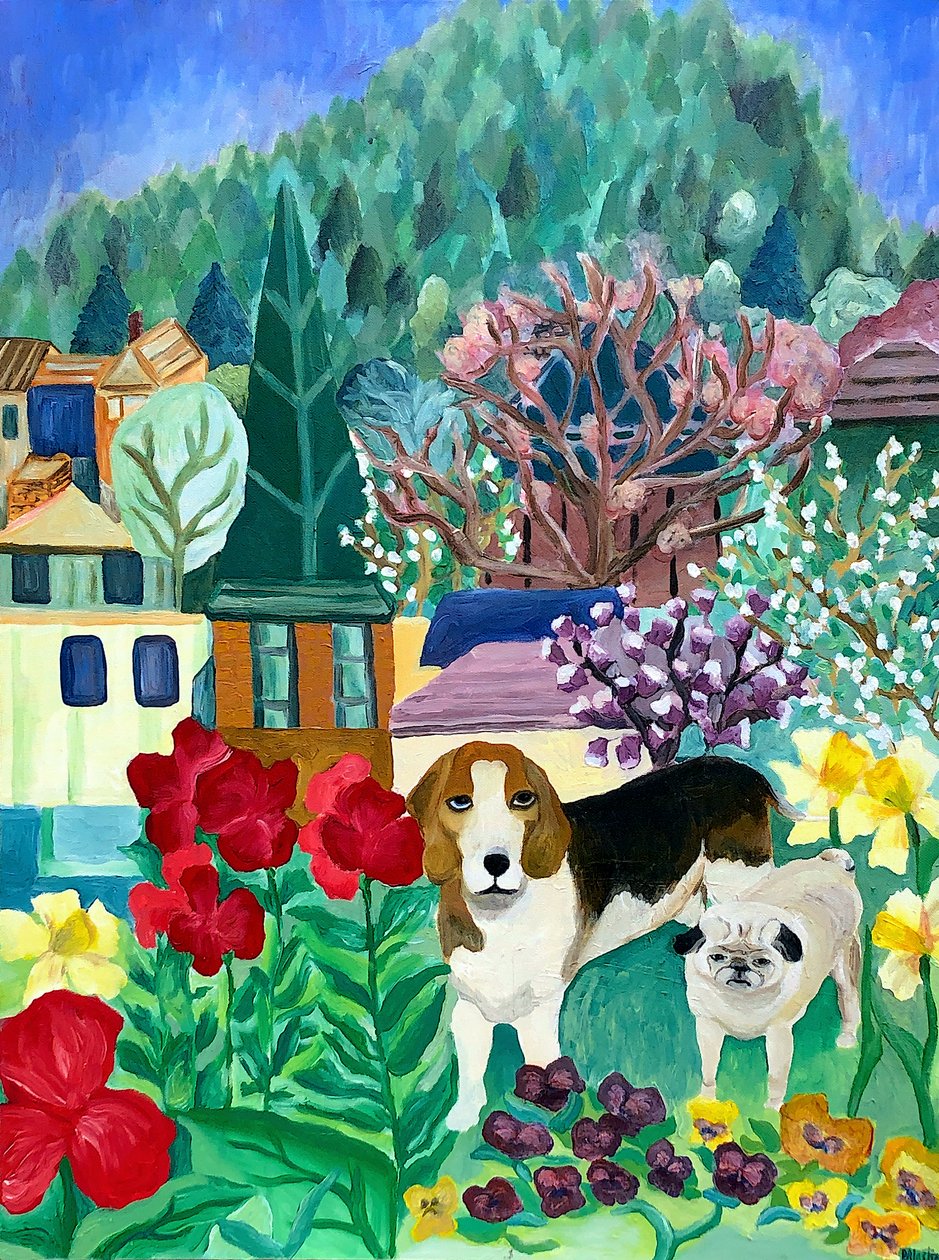 Chiens de basse-cour, 2013 (acrylique sur toile) - Deborah Eve Alastra
