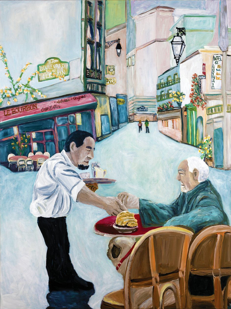 Café St. Germain, 2017 (acrylique sur toile) - Deborah Eve Alastra
