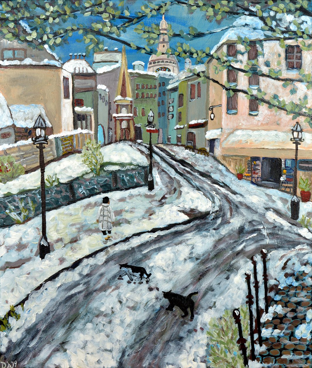 Neige précoce Montmartre, 2020, acrylique sur toile - Deborah Eve Alastra