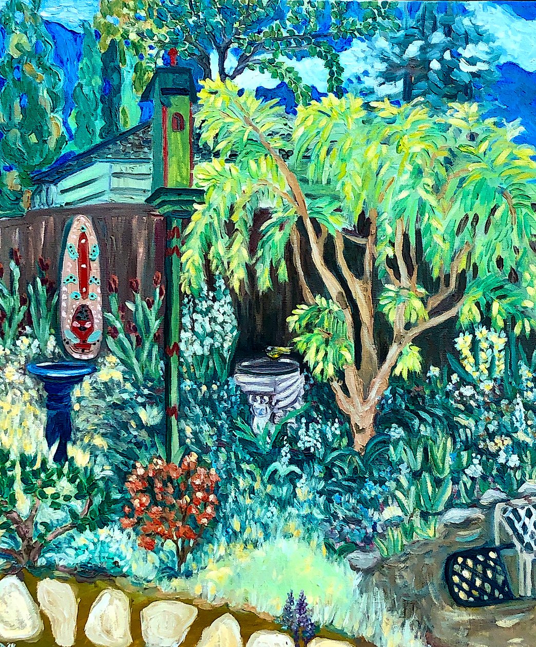 Vue du jardin, 2020 (huile sur toile) - Deborah Eve Alastra