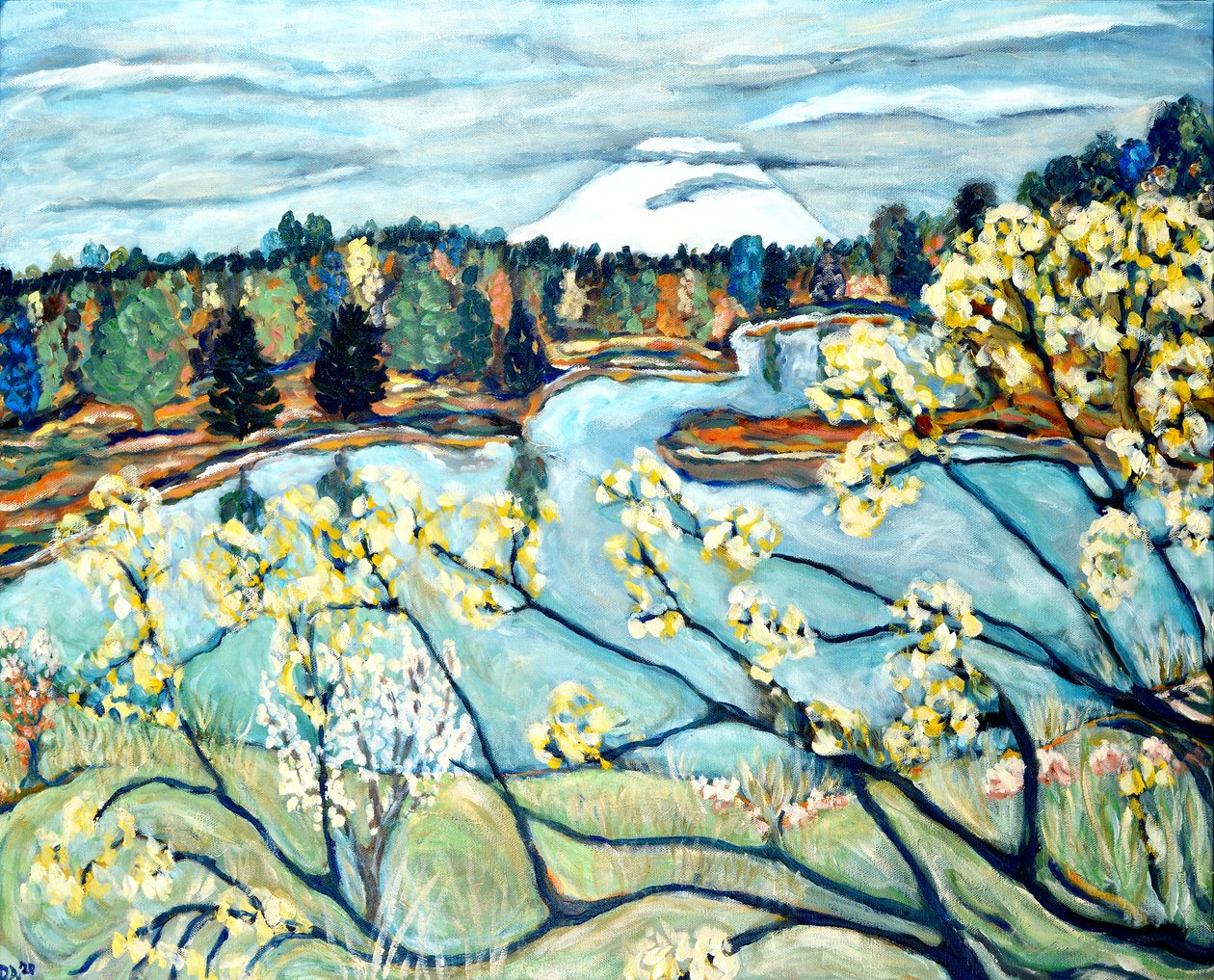 Vue du mont Helen, 2020 (acrylique sur toile) - Deborah Eve Alastra