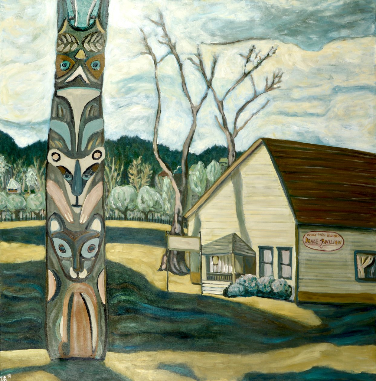 Totem de chênes, 2019 (acrylique sur toile) - Deborah Eve Alastra