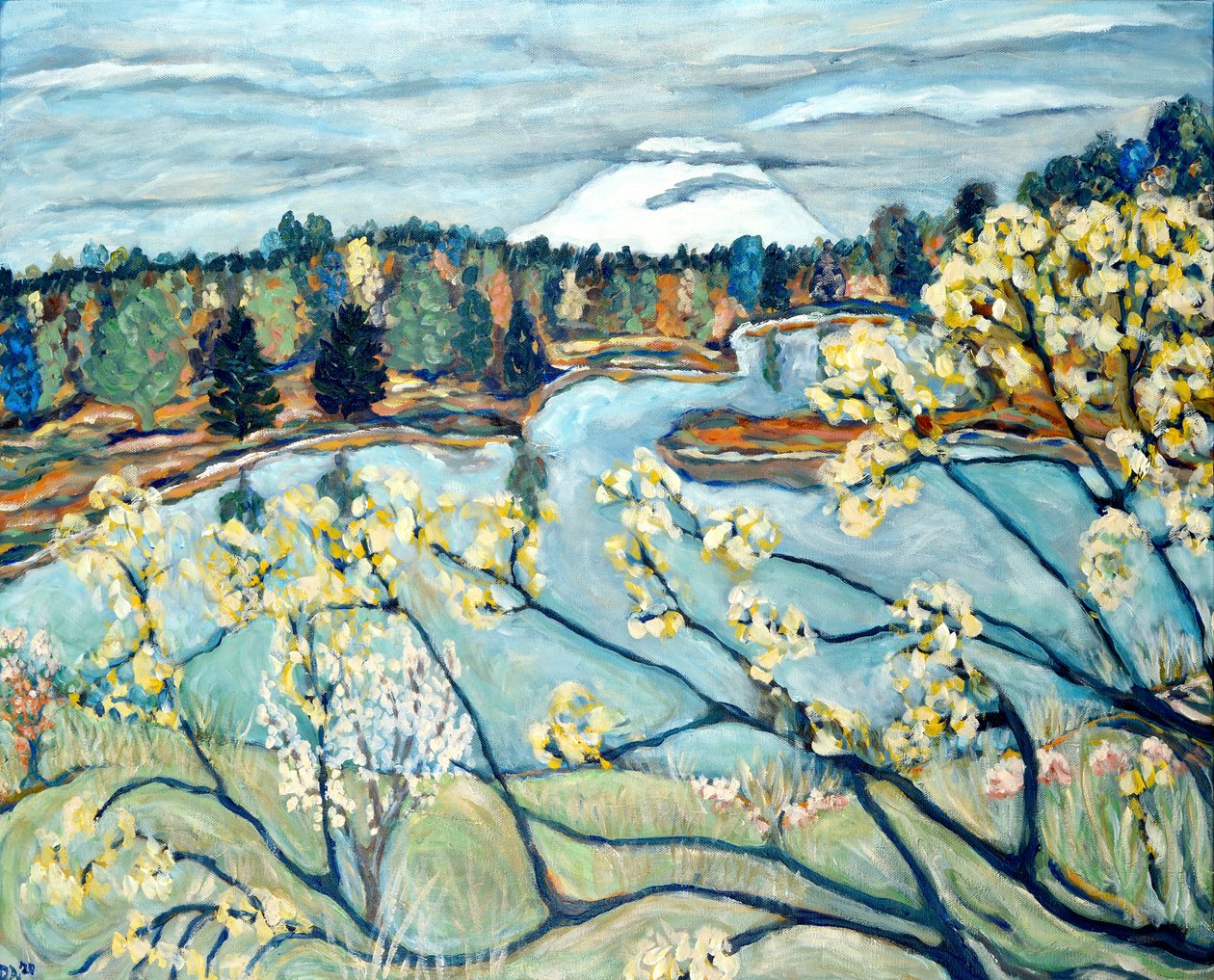 Vue de St. Helens, 2020 (acrylique sur toile) - Deborah Eve Alastra