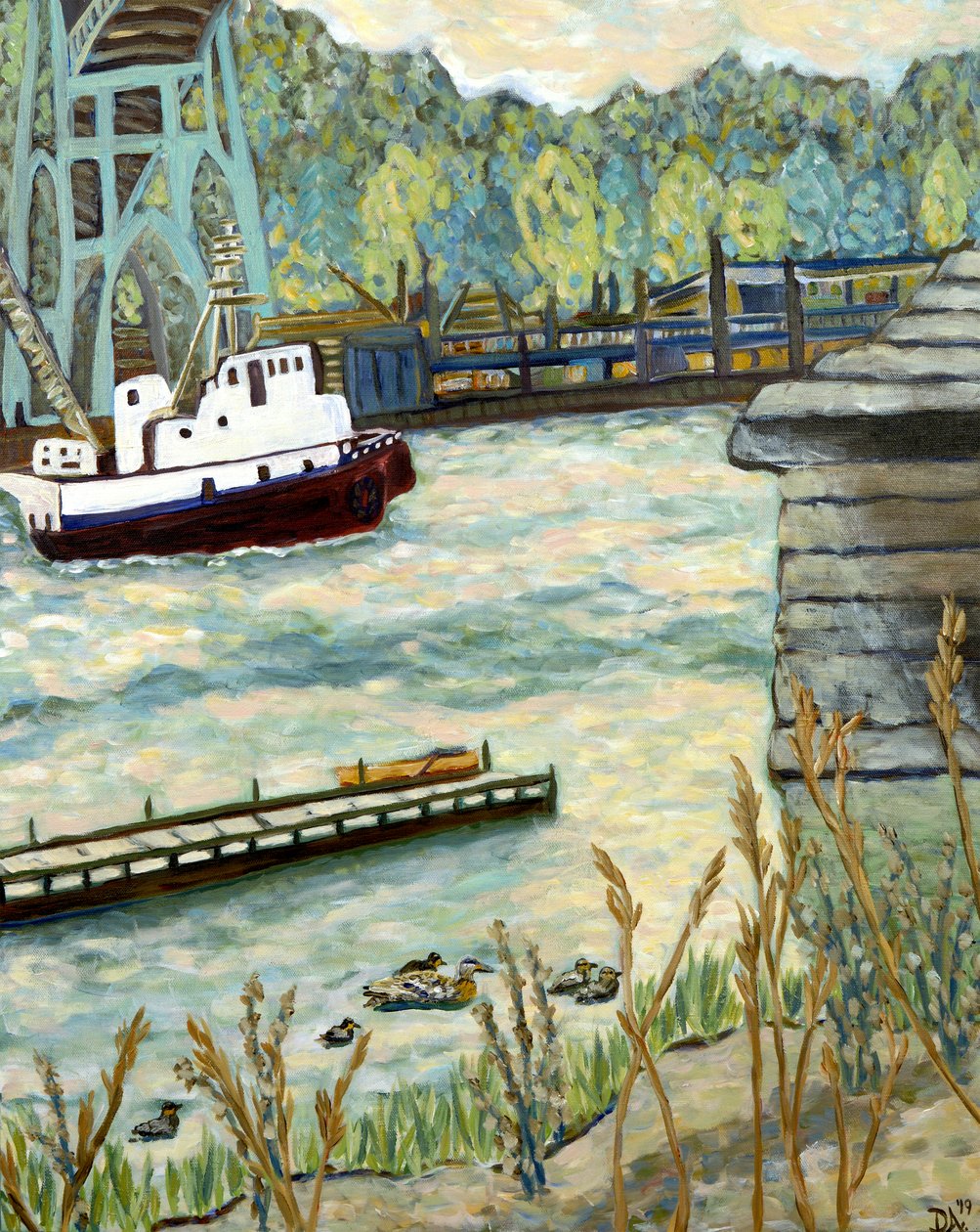 Sous le pont St-Jean, 2019 (acrylique sur toile) - Deborah Eve Alastra