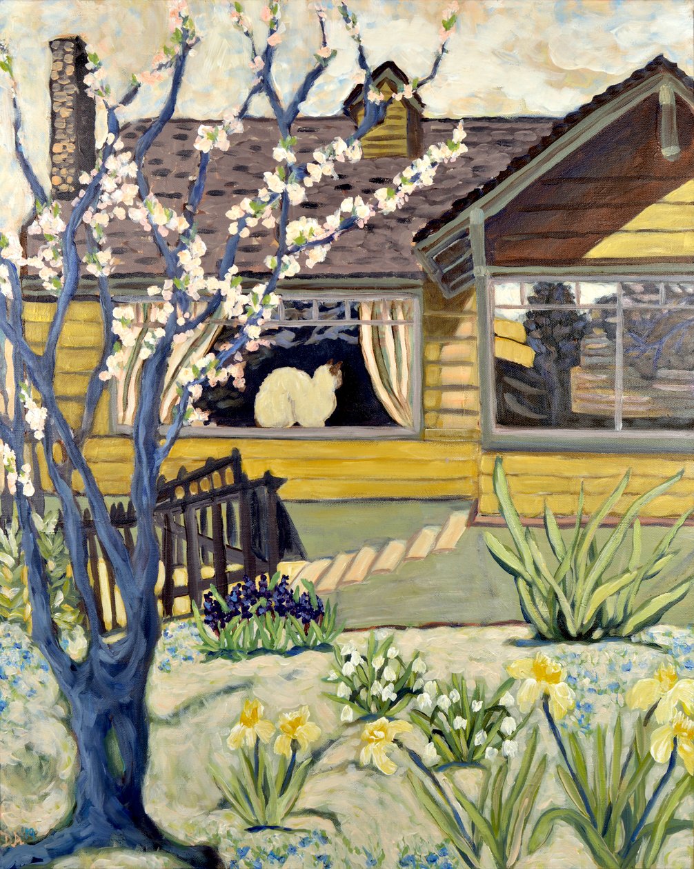 Maison jaune, 2019 (acrylique sur toile) - Deborah Eve Alastra