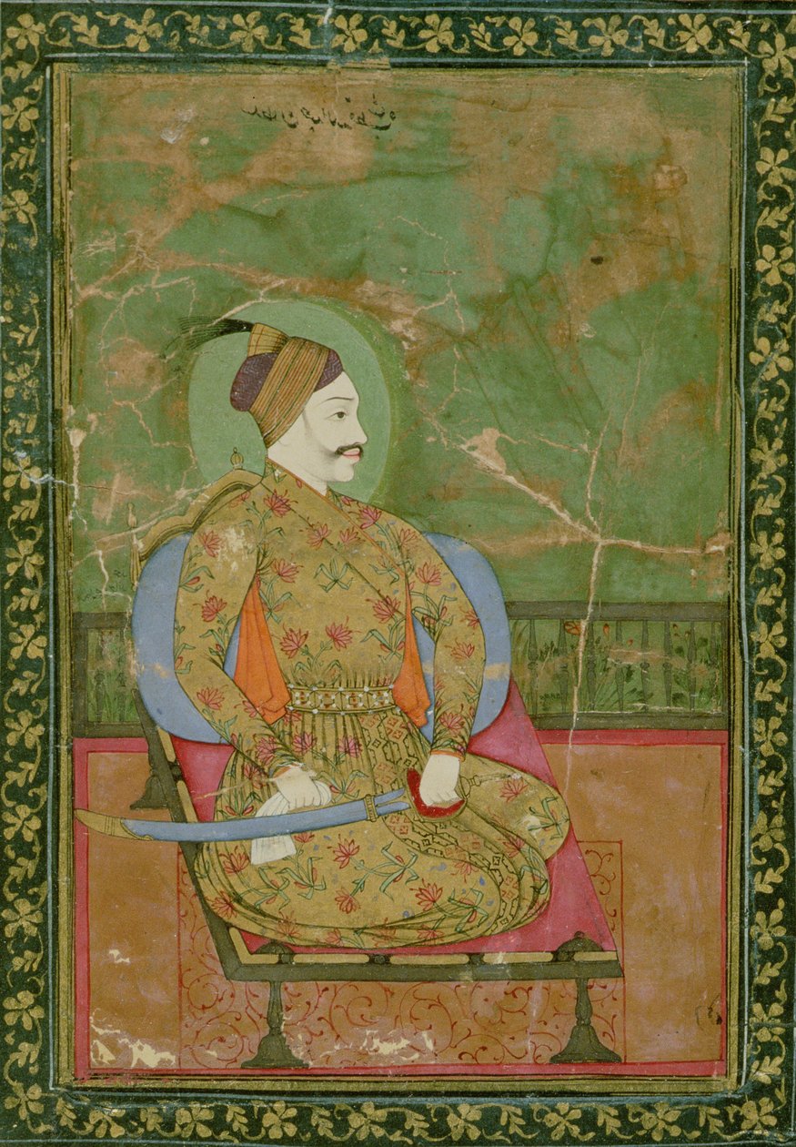 Portrait du Sultan Abdullah Qutb Shah assis, Golconde, 1670 - Deccani School