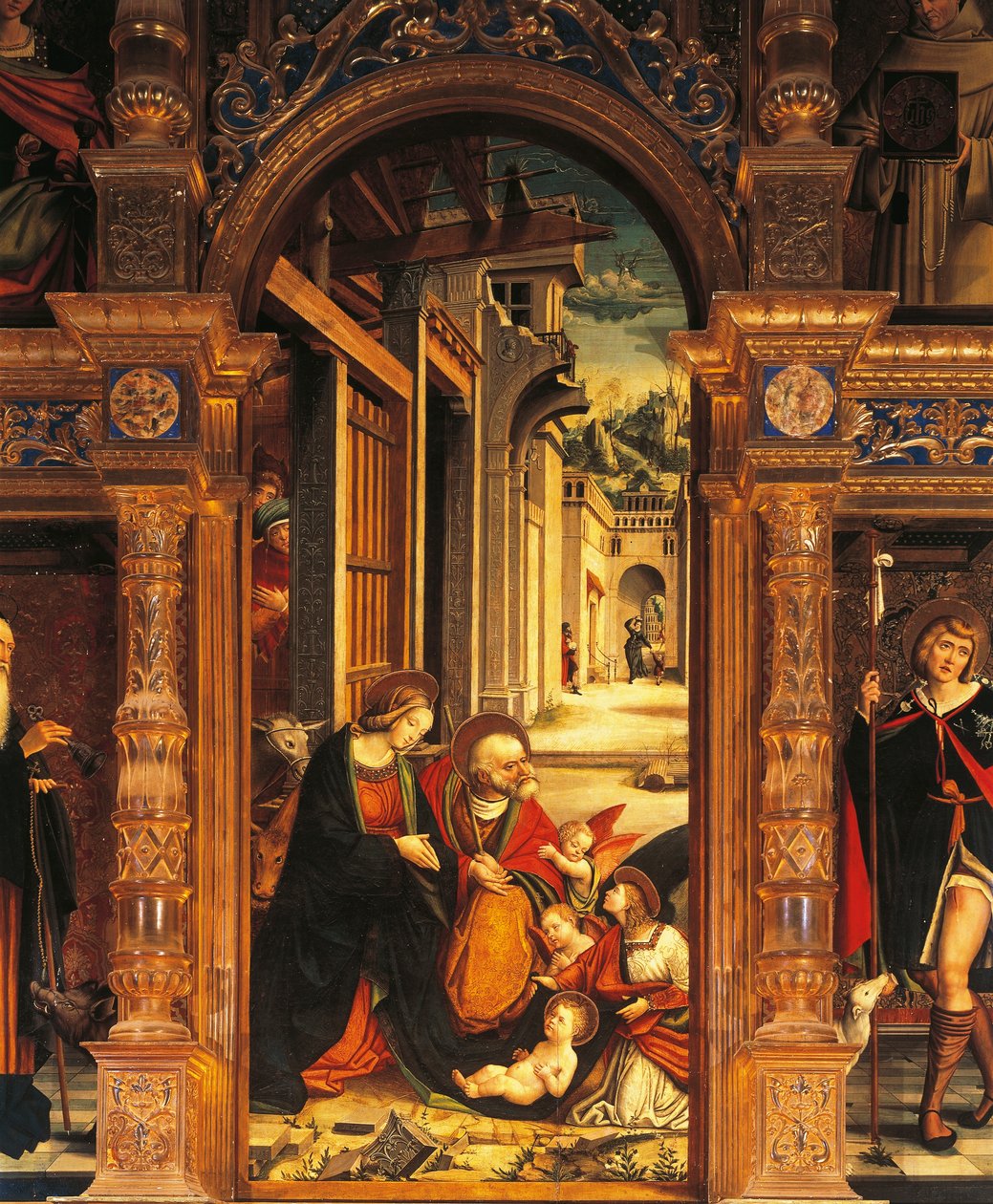 Nativité, détail du retable du 16ème siècle, par Defendente Ferrari, Abbaye de Saint-Antoine de Ranverso, Buttigliera Alta - Defendente Ferrari