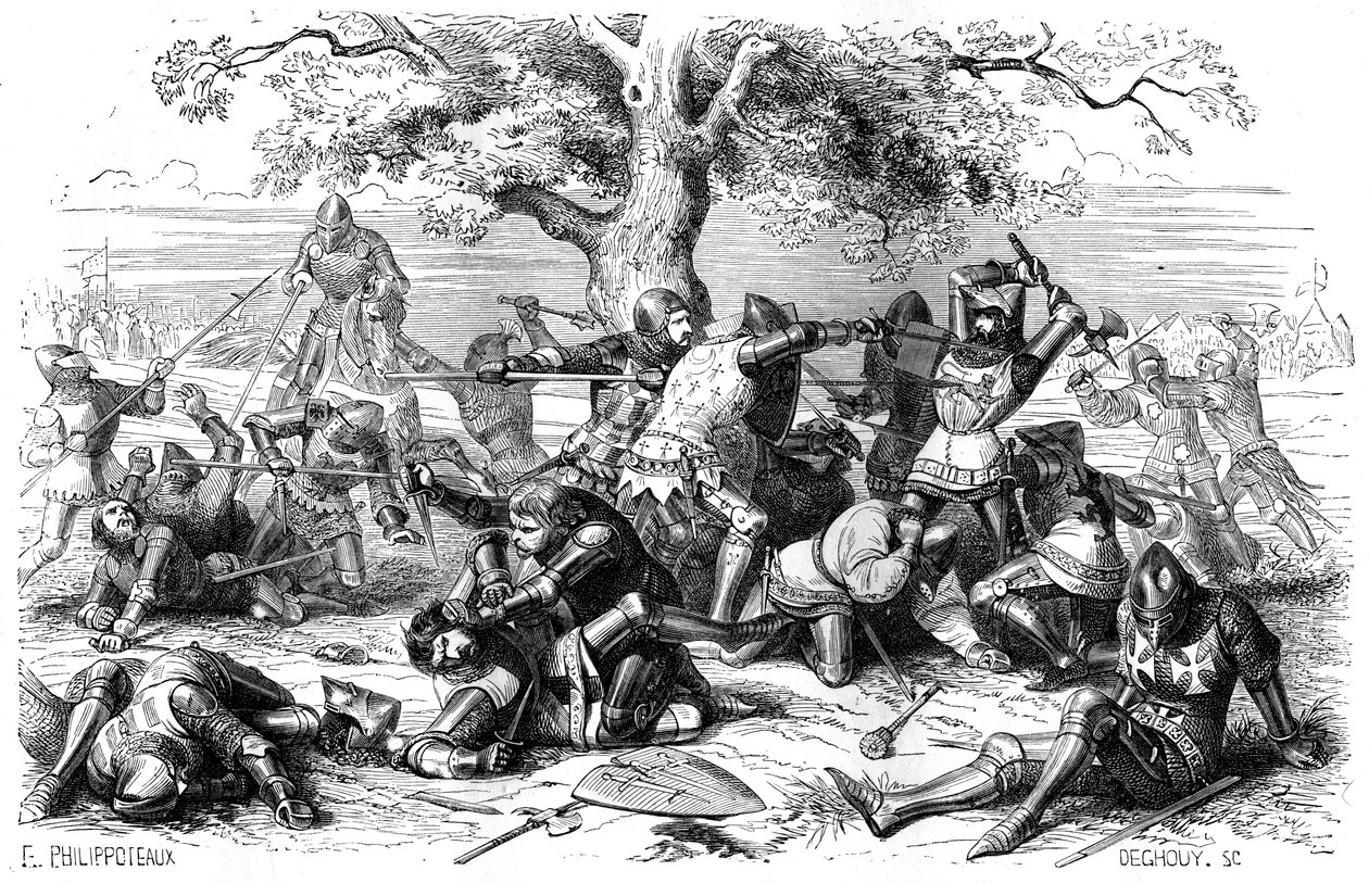 Trente chevaliers français combattent les Anglais, Bretagne, France, 1351 1882-1884 - Deghouy