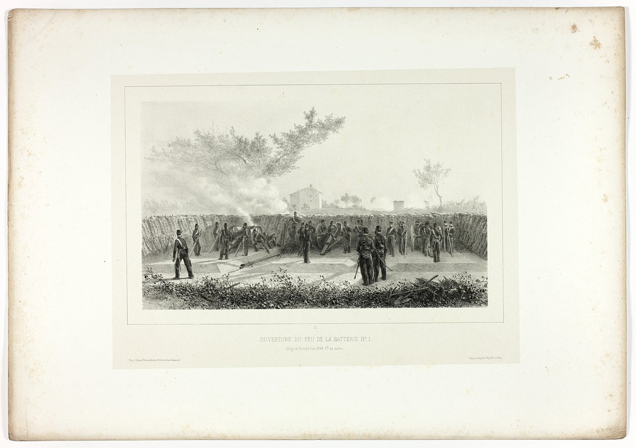 Batterie n°1 ouvre le feu, de Souvenirs d’Italie : Expédition de Rome - Denis Auguste Marie Raffet