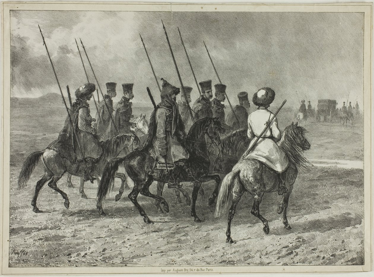 Escorte cosaque à la frontière du Kouban, Taman (Russie centrale), 11 octobre 1837 - Denis Auguste Marie Raffet