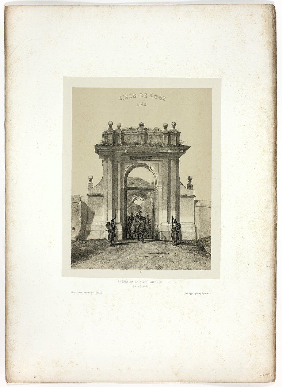 Entrée de la Villa Santucci, de Souvenirs d’Italie : Expédition de Rome - Denis Auguste Marie Raffet