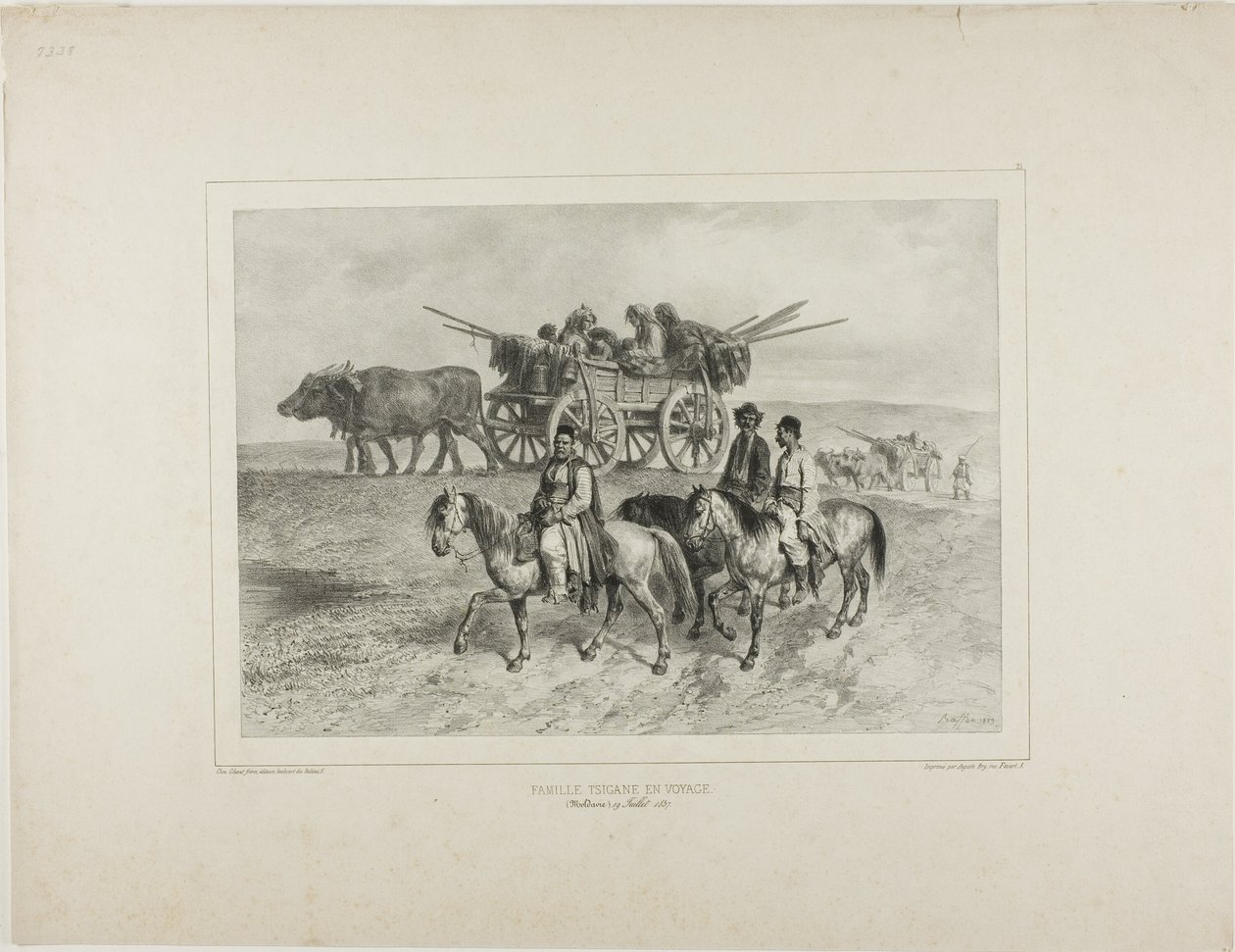 Famille de tsiganes hongrois en voyage, Moldavie, 19 juillet 1837 - Denis Auguste Marie Raffet